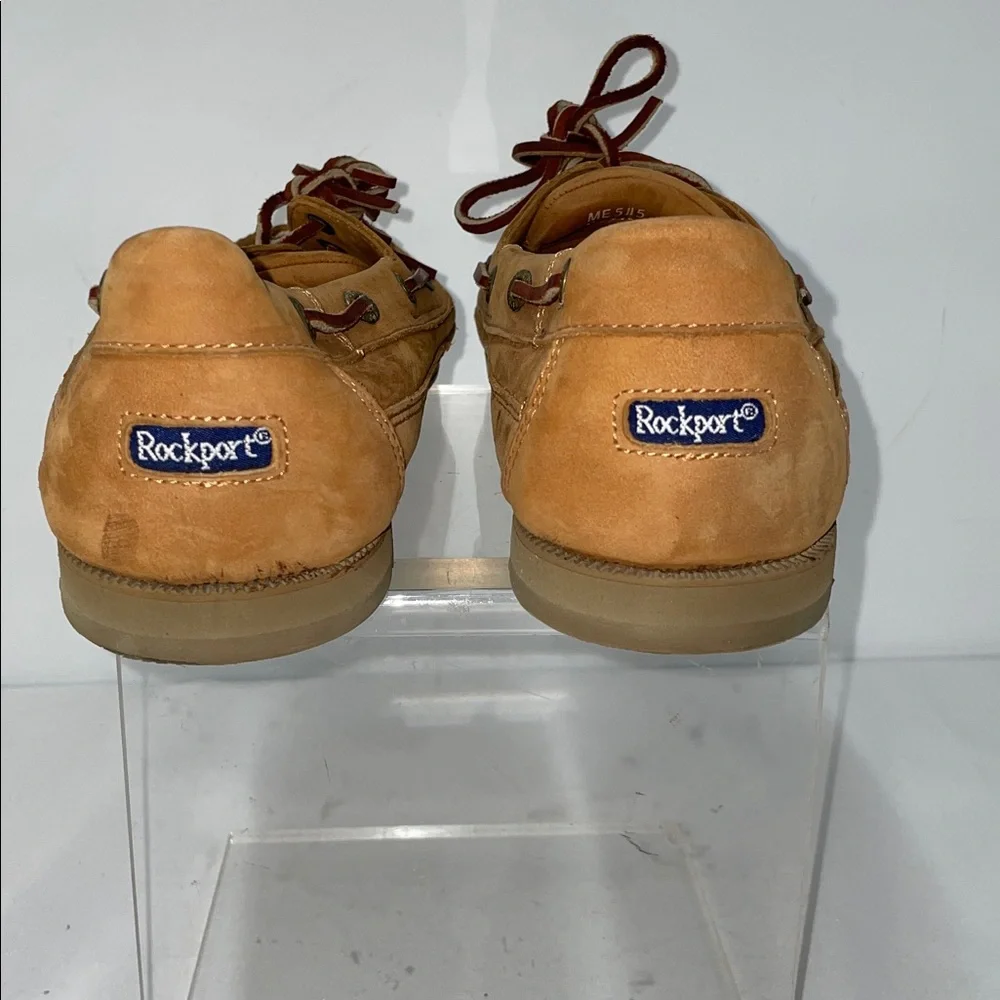 ROCKPORT LEATHER NUBUCK TAN BOAT SHOES FTL-02-050